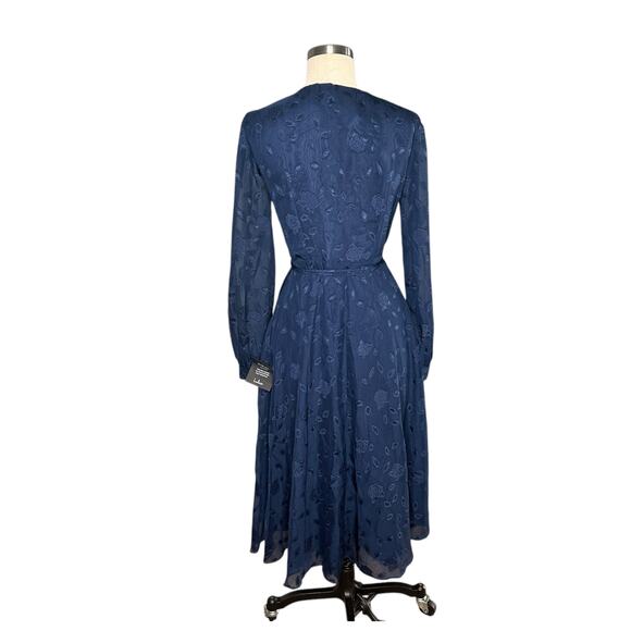 LULUS Lulu's Navy Blue Evening of Elegance Wrap Midi Dress Women's Size S NWT - Picture 5 of 8